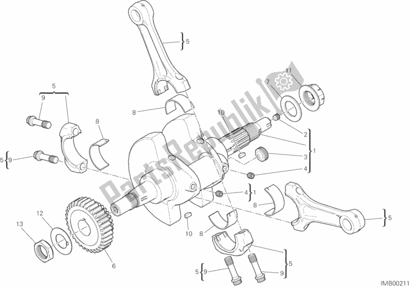 All parts for the Connecting Rods of the Ducati Monster 821 Dark Thailand 2016